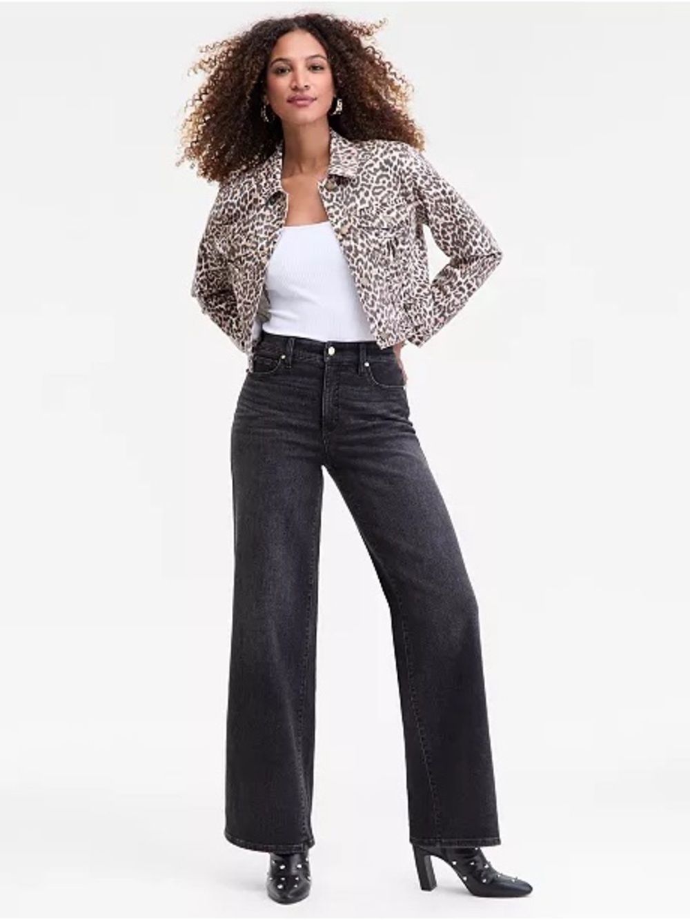 INC International Concepts High-Rise Wide-Leg Jeans Black - Women's size 8